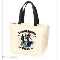 Summerween Magic Skeleton Enjoying Ice Cream Delight Tote Bag thumb 3