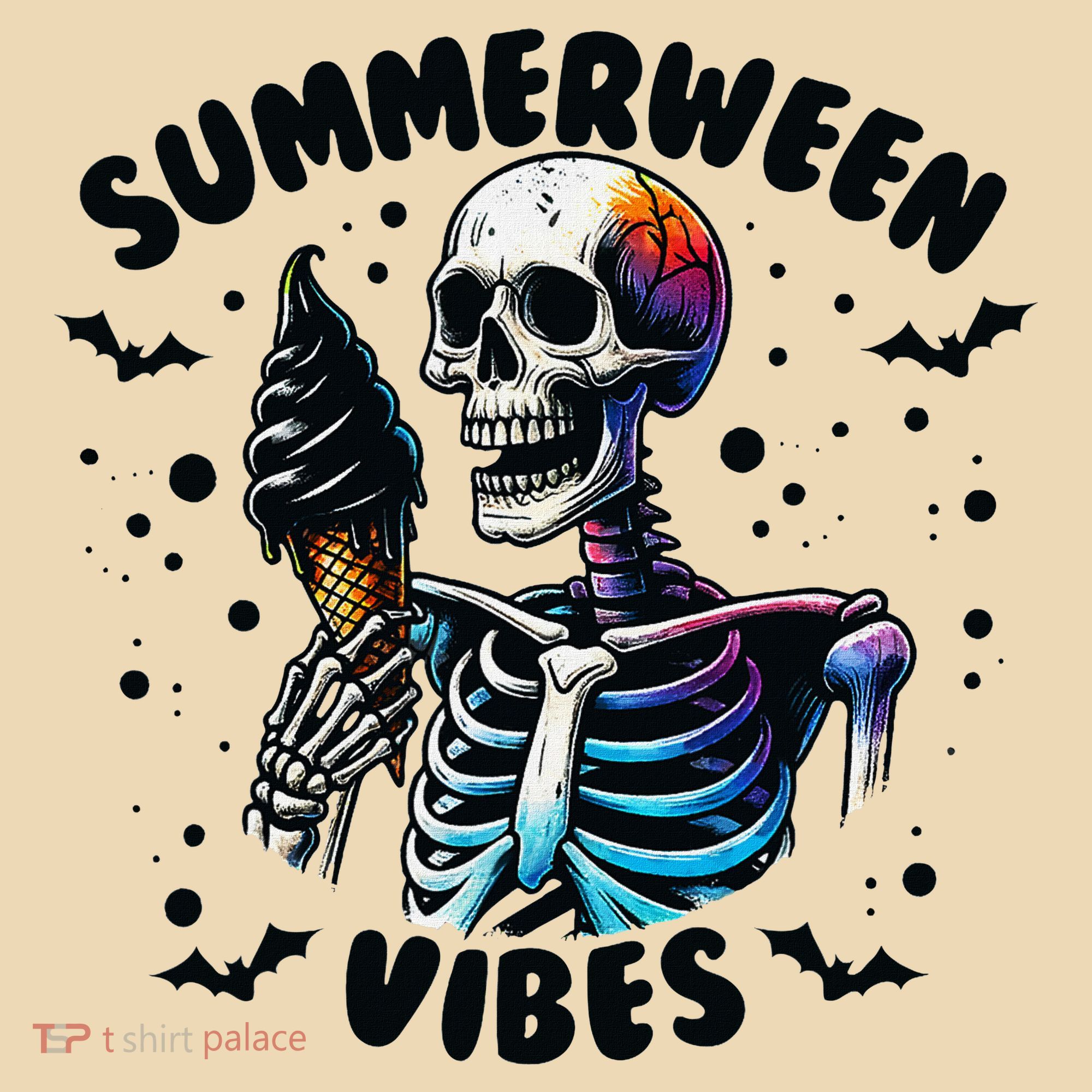 Summerween Magic Skeleton Enjoying Ice Cream Delight Tote Bag