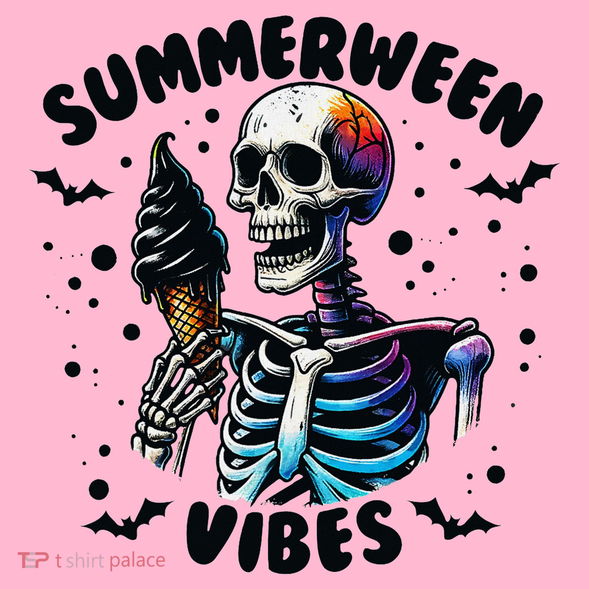 Summerween Magic Skeleton Enjoying Ice Cream Delight Coaster
