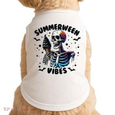 Summerween Magic Skeleton Enjoying Ice Cream Delight Doggie Tank