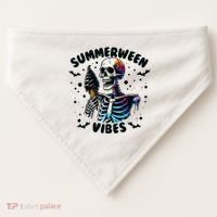 Summerween Magic Skeleton Enjoying Ice Cream Delight USA-Made Doggie Bandana thumb 0