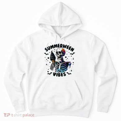 Summerween Magic Skeleton Enjoying Ice Cream Delight Hoodie