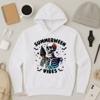 Summerween Magic Skeleton Enjoying Ice Cream Delight Hoodie thumb 3