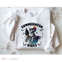 Summerween Magic Skeleton Enjoying Ice Cream Delight Sweatshirt thumb 2