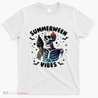 Summerween Magic Skeleton Enjoying Ice Cream Delight T-Shirt thumb 0