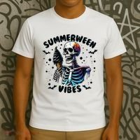 Summerween Magic Skeleton Enjoying Ice Cream Delight T-Shirt thumb 3