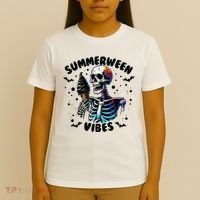 Summerween Magic Skeleton Enjoying Ice Cream Delight T-Shirt thumb 4