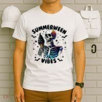 Summerween Magic Skeleton Enjoying Ice Cream Delight T-Shirt thumb 6