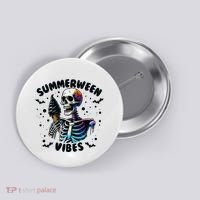 Summerween Magic Skeleton Enjoying Ice Cream Delight Button thumb 0