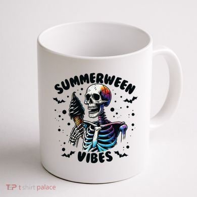 Summerween Magic Skeleton Enjoying Ice Cream Delight Coffee Mug back