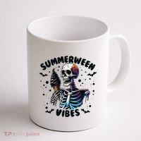 Summerween Magic Skeleton Enjoying Ice Cream Delight Coffee Mug thumb 1