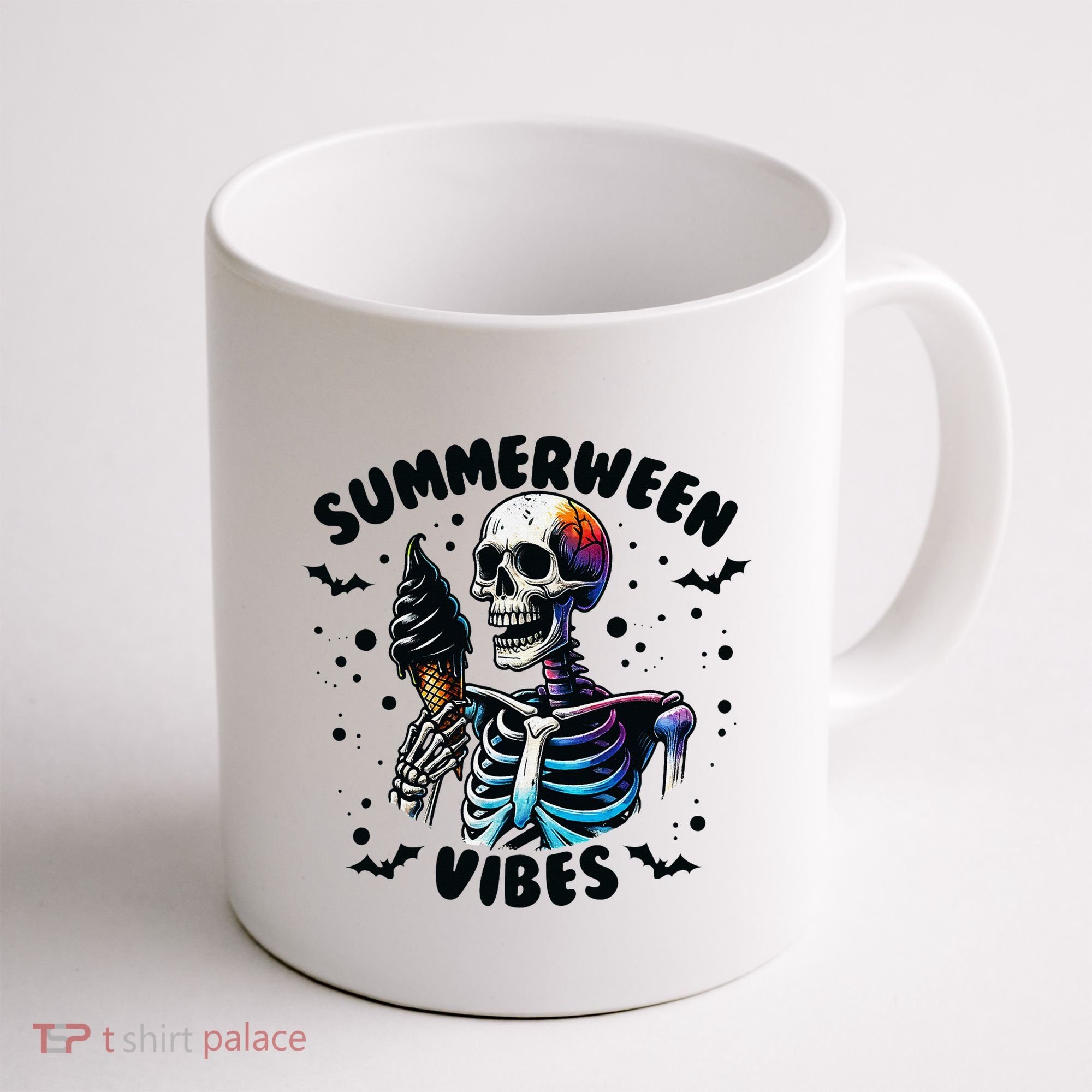 Summerween Magic Skeleton Enjoying Ice Cream Delight Coffee Mug