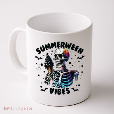Summerween Magic Skeleton Enjoying Ice Cream Delight Coffee Mug