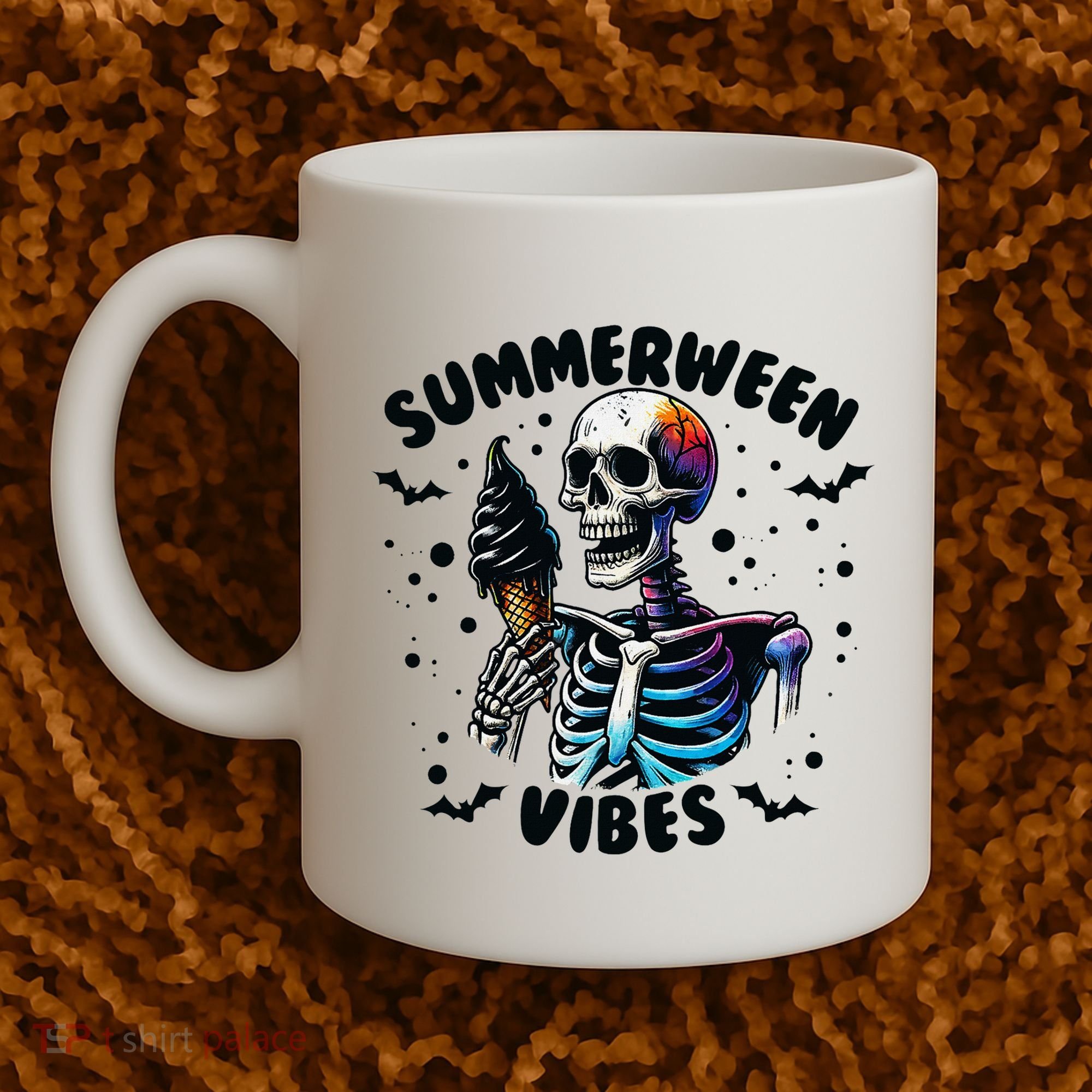 Summerween Magic Skeleton Enjoying Ice Cream Delight Coffee Mug
