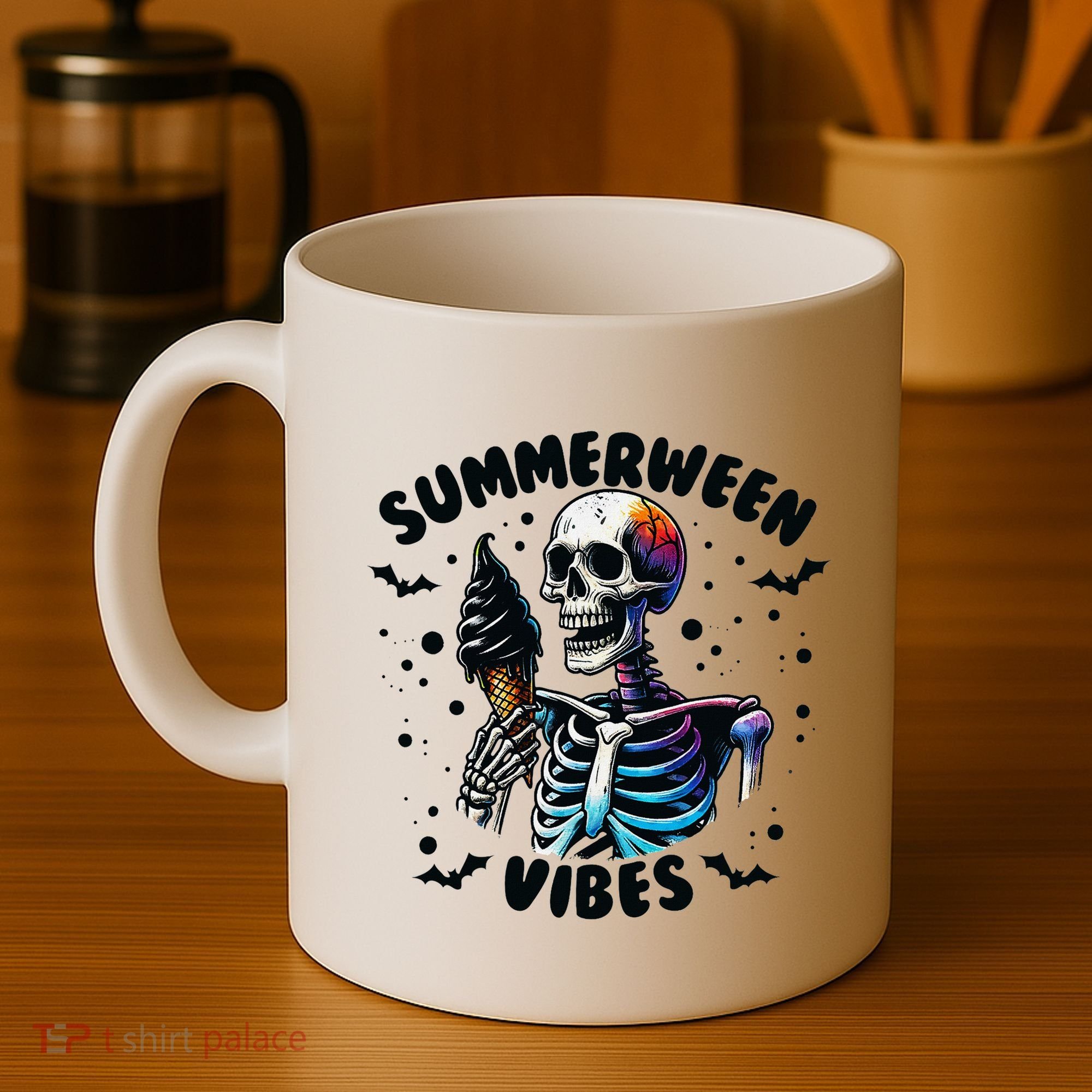 Summerween Magic Skeleton Enjoying Ice Cream Delight Coffee Mug