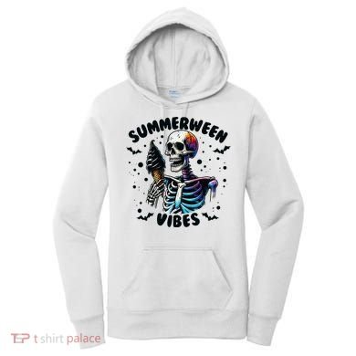Summerween Magic Skeleton Enjoying Ice Cream Delight Women's Hoodie