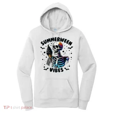 Summerween Magic Skeleton Enjoying Ice Cream Delight Women's Hoodie