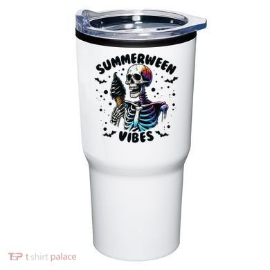 Summerween Magic Skeleton Enjoying Ice Cream Delight Tumbler