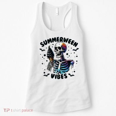 Summerween Magic Skeleton Enjoying Ice Cream Delight Women's Tank Top