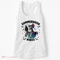 Summerween Magic Skeleton Enjoying Ice Cream Delight Women's Tank Top thumb 0