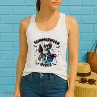 Summerween Magic Skeleton Enjoying Ice Cream Delight Women's Tank Top thumb 2