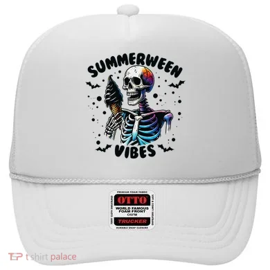 Summerween Magic Skeleton Enjoying Ice Cream Delight Hat