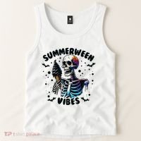 Summerween Magic Skeleton Enjoying Ice Cream Delight Tank Top thumb 2