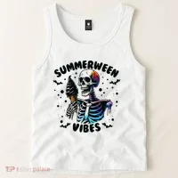 Summerween Magic Skeleton Enjoying Ice Cream Delight Tank Top thumb 2