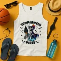 Summerween Magic Skeleton Enjoying Ice Cream Delight Tank Top thumb 4