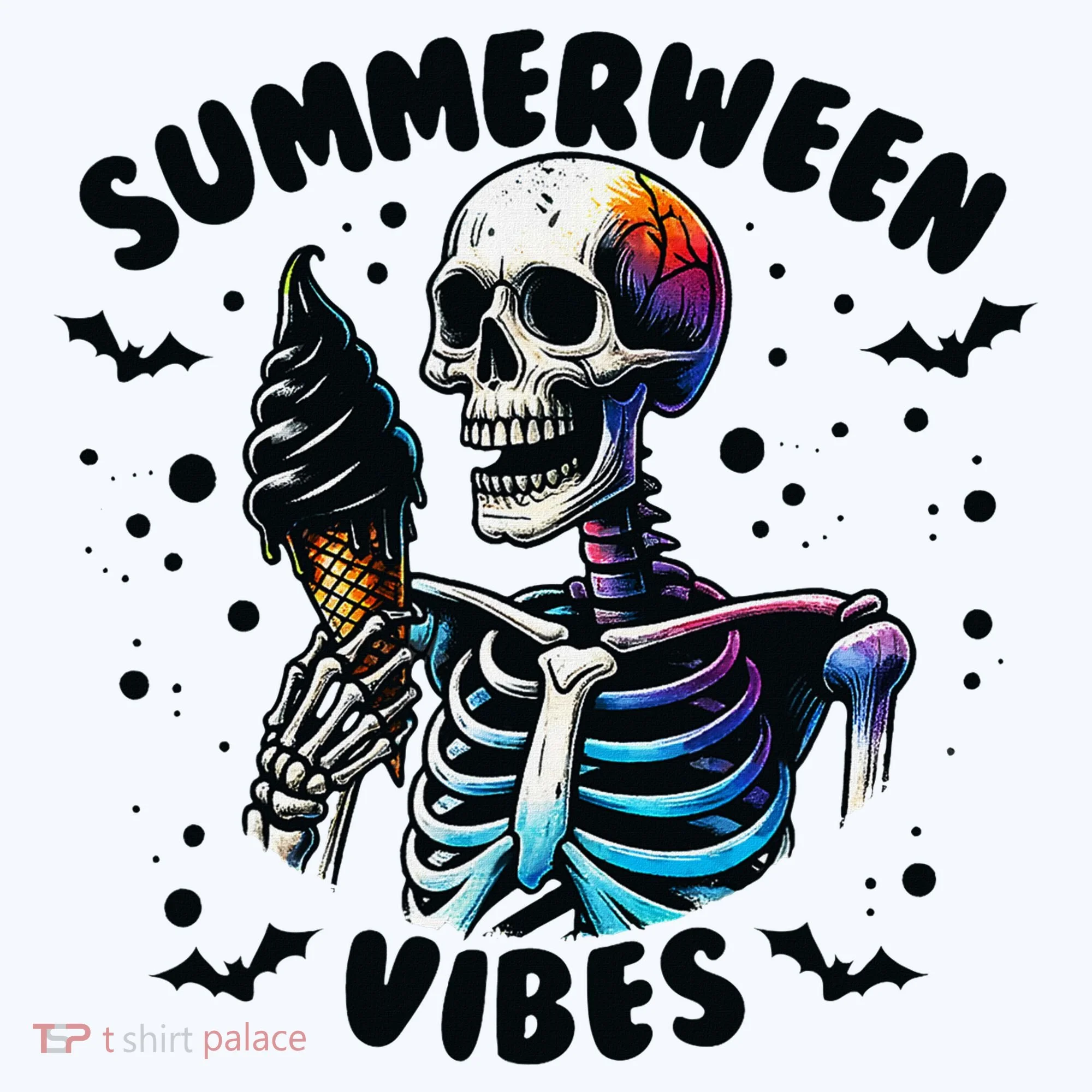 Summerween Magic Skeleton Enjoying Ice Cream Delight Tank Top