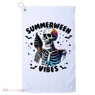Summerween Magic Skeleton Enjoying Ice Cream Delight Golf Towel