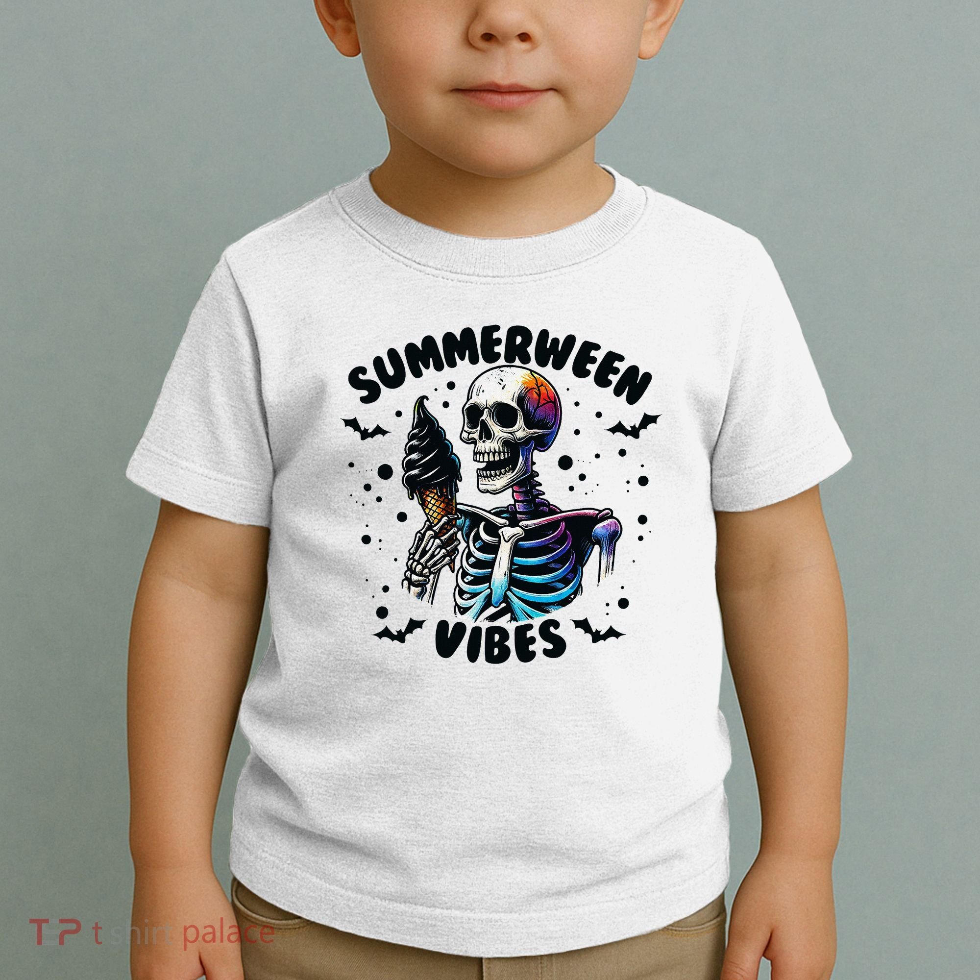 Summerween Magic Skeleton Enjoying Ice Cream Delight Toddler T-Shirt
