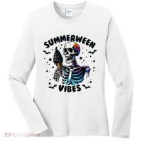 Summerween Magic Skeleton Enjoying Ice Cream Delight Women's Long Sleeve Shirt thumb 0