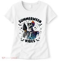 Summerween Magic Skeleton Enjoying Ice Cream Delight Women's T-Shirt thumb 0