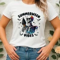 Summerween Magic Skeleton Enjoying Ice Cream Delight Women's T-Shirt thumb 2
