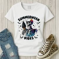 Summerween Magic Skeleton Enjoying Ice Cream Delight Women's T-Shirt thumb 3