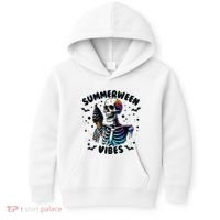 Summerween Magic Skeleton Enjoying Ice Cream Delight Kids Hoodie thumb 0