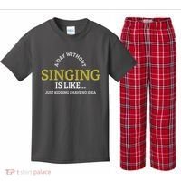 Singing Music Singer Kids Plaid Pajama Set thumb 0