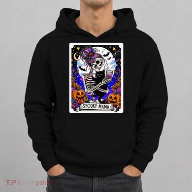 Spooky Mama Tarot Card Halloween Mom Skull Mama Black Cat Hoodie