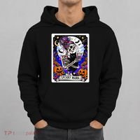 Spooky Mama Tarot Card Halloween Mom Skull Mama Black Cat Hoodie thumb 0