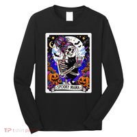 Spooky Mama Tarot Card Halloween Mom Skull Mama Black Cat Long Sleeve Shirt thumb 0