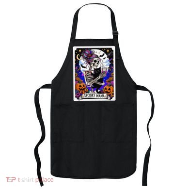 Spooky Mama Tarot Card Halloween Mom Skull Mama Black Cat Apron