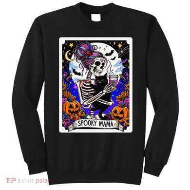 Spooky Mama Tarot Card Halloween Mom Skull Mama Black Cat Sweatshirt