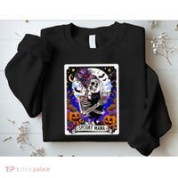 Spooky Mama Tarot Card Halloween Mom Skull Mama Black Cat Sweatshirt thumb 2