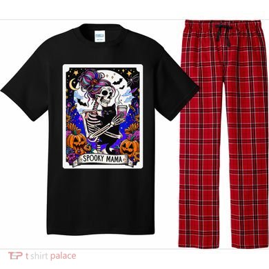 Spooky Mama Tarot Card Halloween Mom Skull Mama Black Cat Pajama Set
