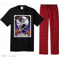 Spooky Mama Tarot Card Halloween Mom Skull Mama Black Cat Pajama Set thumb 0