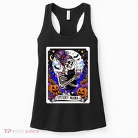 Spooky Mama Tarot Card Halloween Mom Skull Mama Black Cat Women's Tank Top thumb 0