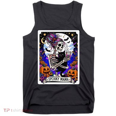 Spooky Mama Tarot Card Halloween Mom Skull Mama Black Cat Tank Top
