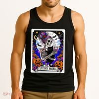 Spooky Mama Tarot Card Halloween Mom Skull Mama Black Cat Tank Top thumb 3
