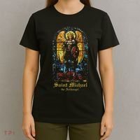 Saint Michael The Archangel St. Michael Stained Glass T-Shirt thumb 4